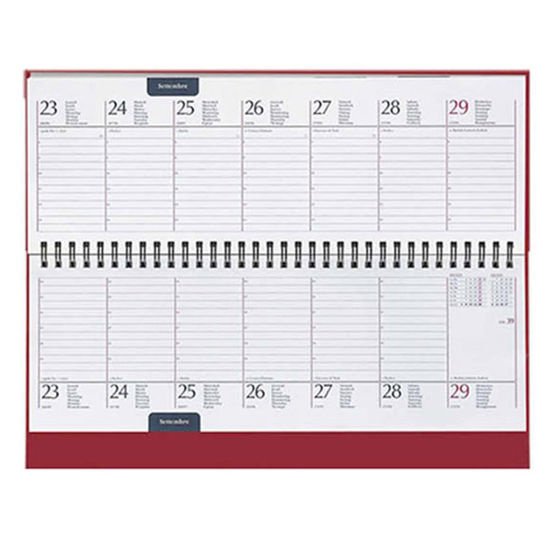 Pryma Agenda Planning 2026 – 128 Fogli 70g, Formato 29x15 cm, Copertina Rigida – Agenda Settimanale da Tavolo (Bordeaux)
