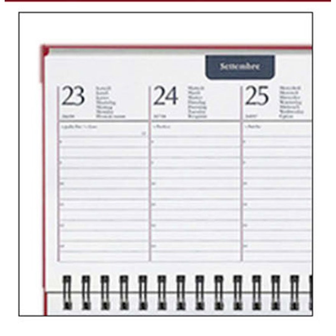 Pryma Agenda Planning 2026 – 128 Fogli 70g, Formato 29x15 cm, Copertina Rigida – Agenda Settimanale da Tavolo (Bordeaux)