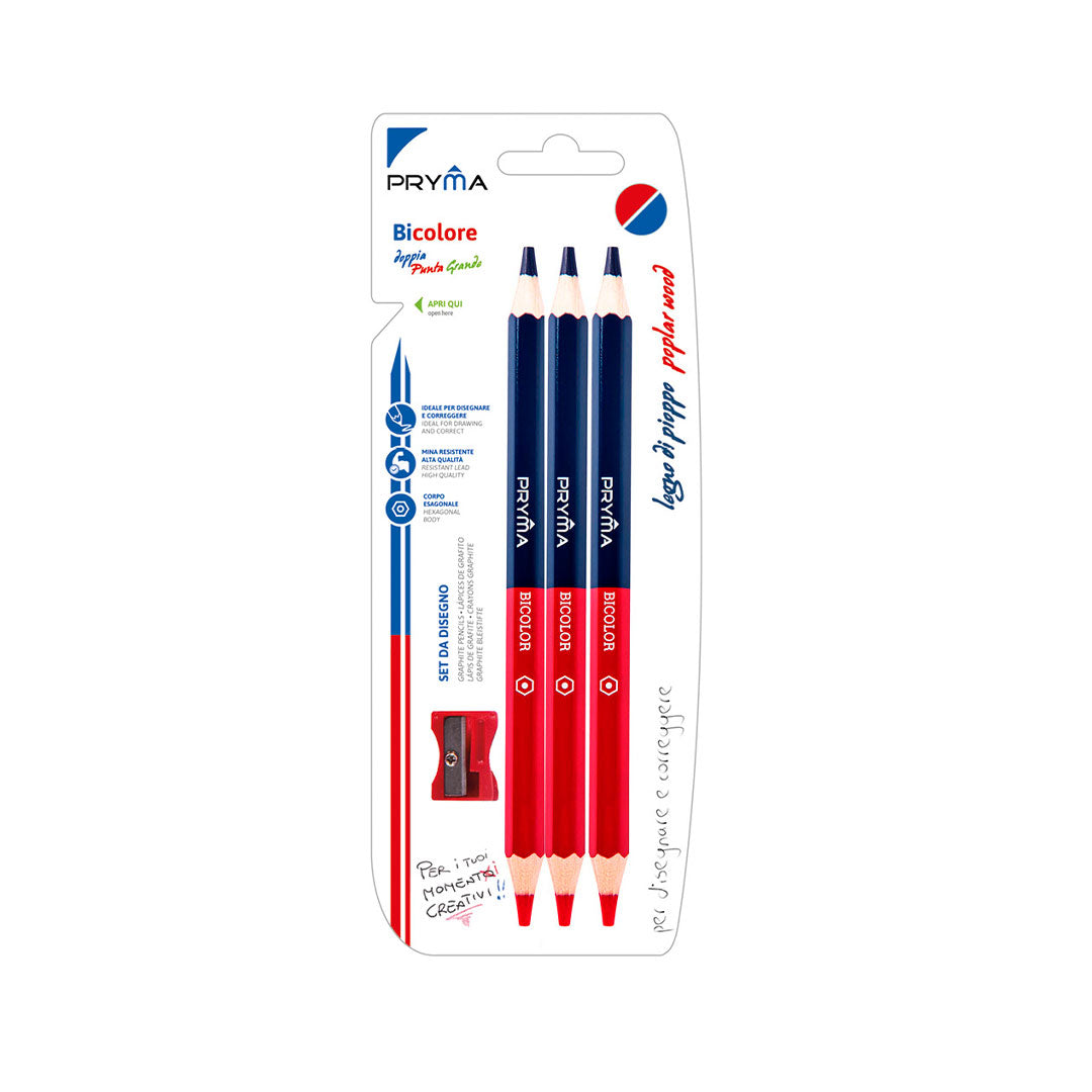 Matita Jumbo Bicolore Rosso-Blu Con Temperino | Ø 5 Mm