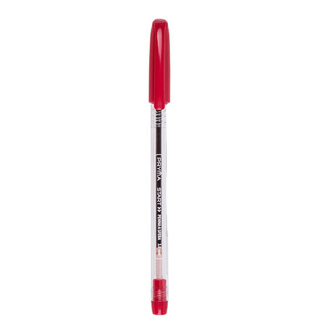 Pryma Penna a Sfera Start 1 mm – Confezione da 5 Pz – Penne a Sfera per Scuola, Ufficio e Casa (Rosso)