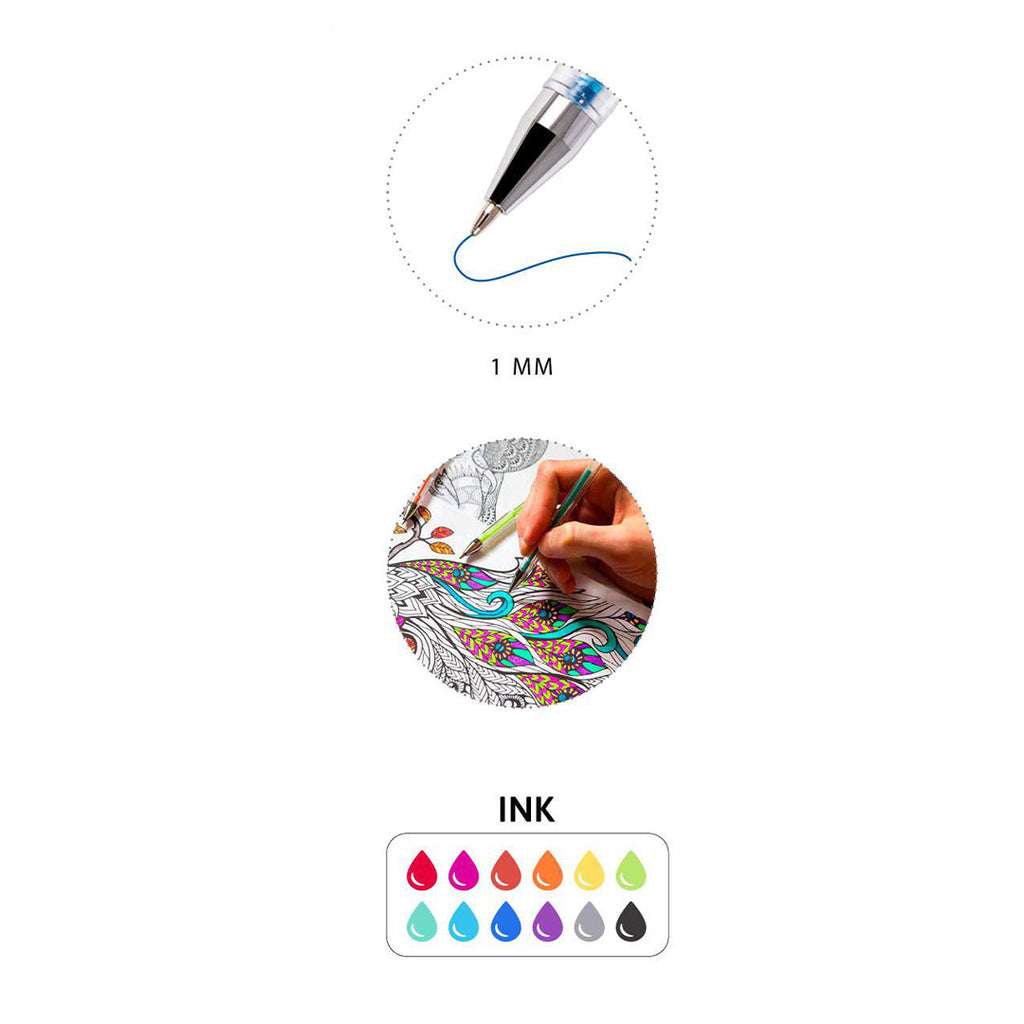 Penna Gel Glitter Punta 1Mm | 12 Colori