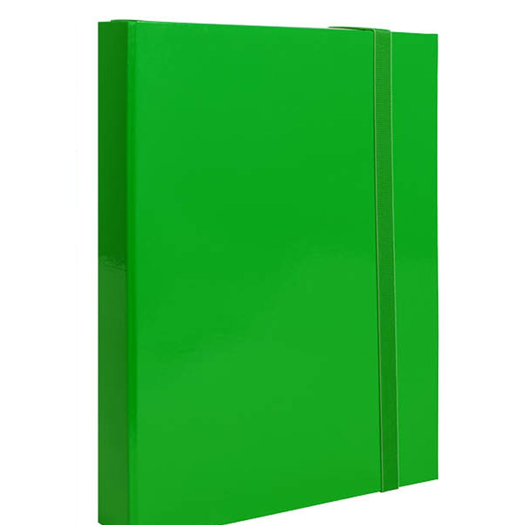 Pryma Cartella con Elastico Piatto 25x35 cm - Organizzatore Documenti, Design Resistente, Colori Moderni (Verde, D5)