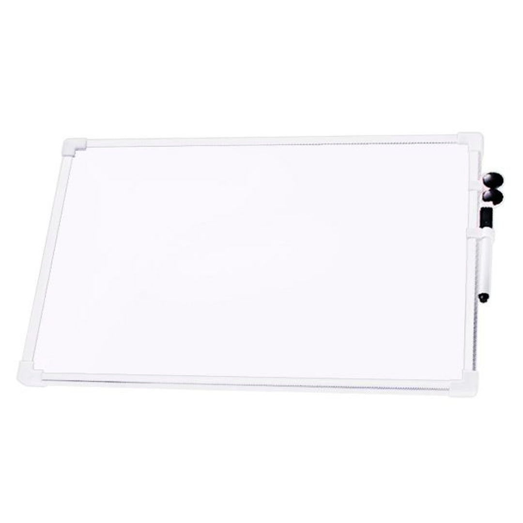 Pryma Lavagna Bianca Magnetica con Cornice in Alluminio – Mini Whiteboard da Parete o Appoggio con Pennarello Magnetico e 2 Cancellini (30x40 Cm)