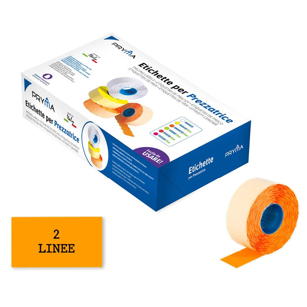 Pryma Etichetta Adesiva Prezzo 2Linee 26X16Mm 36Rt Arancione