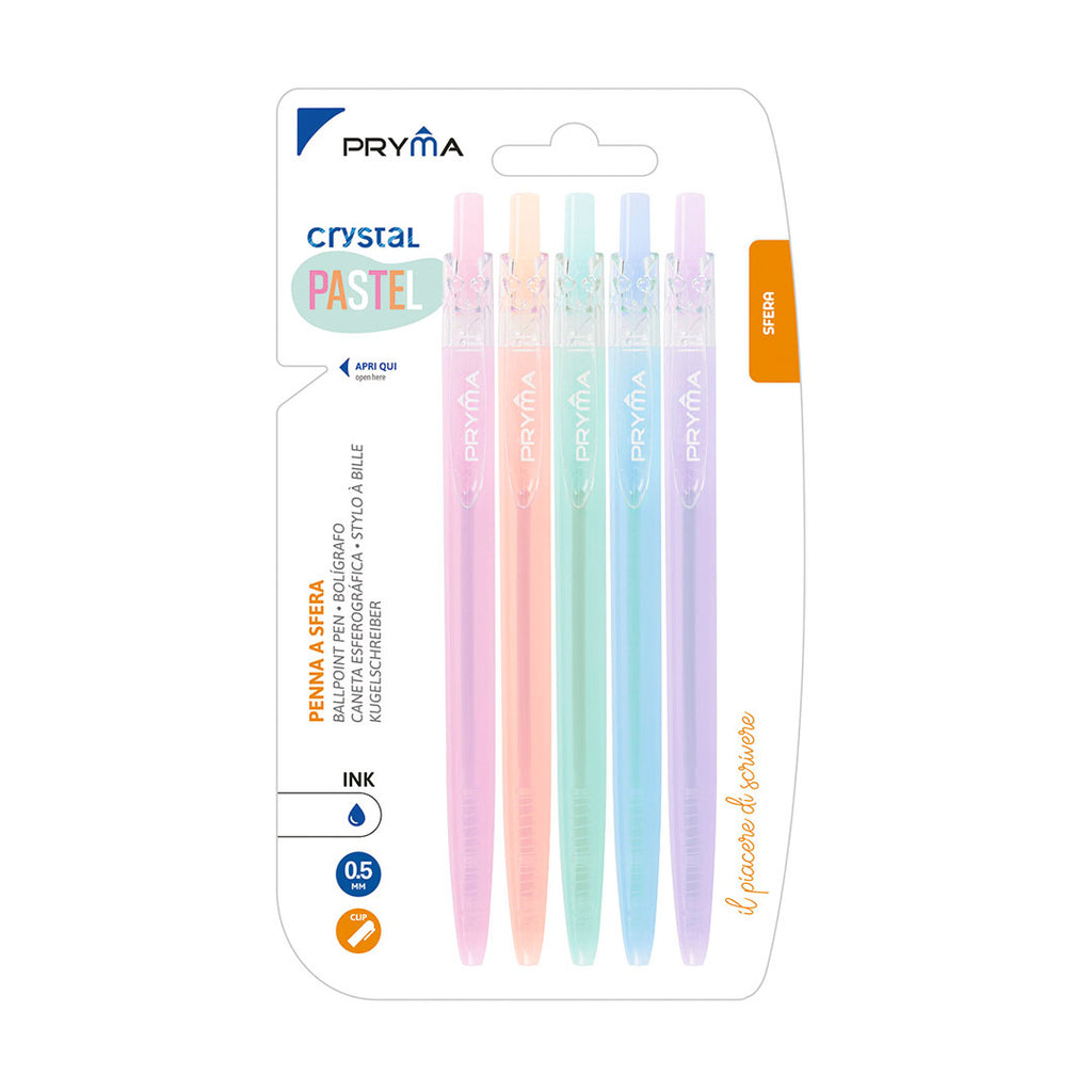Penna Sfera Crystal Pastel 0.5Mm 5Pz Blu