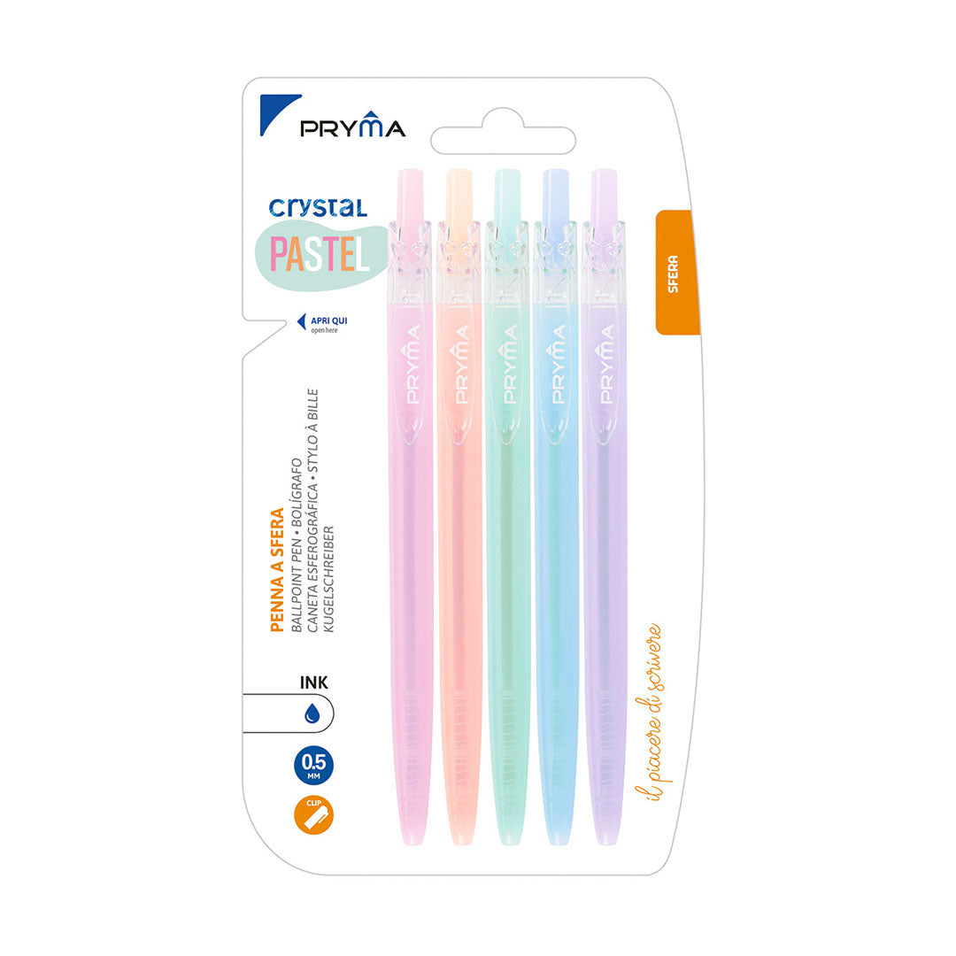 Penna Sfera Crystal Pastel 0.5Mm 5Pz Blu