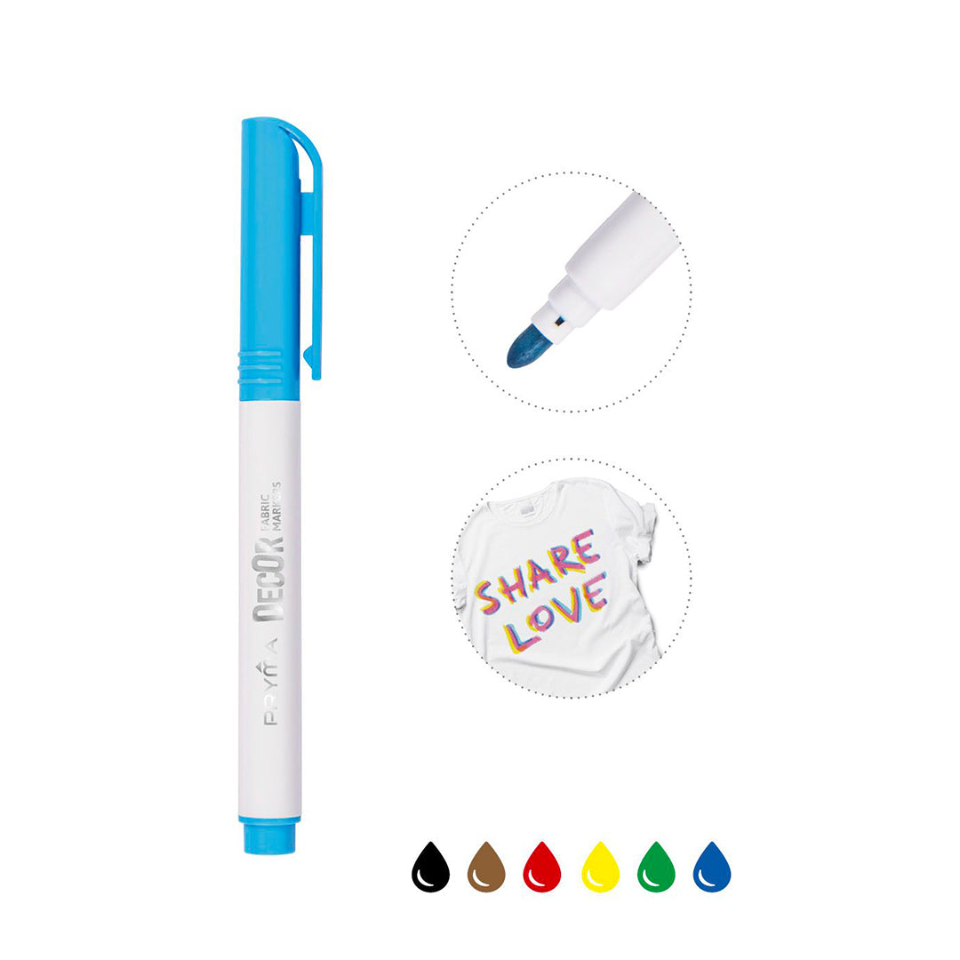 "Decor" Pennarelli Colorati Per Tessuti | 6 Colori