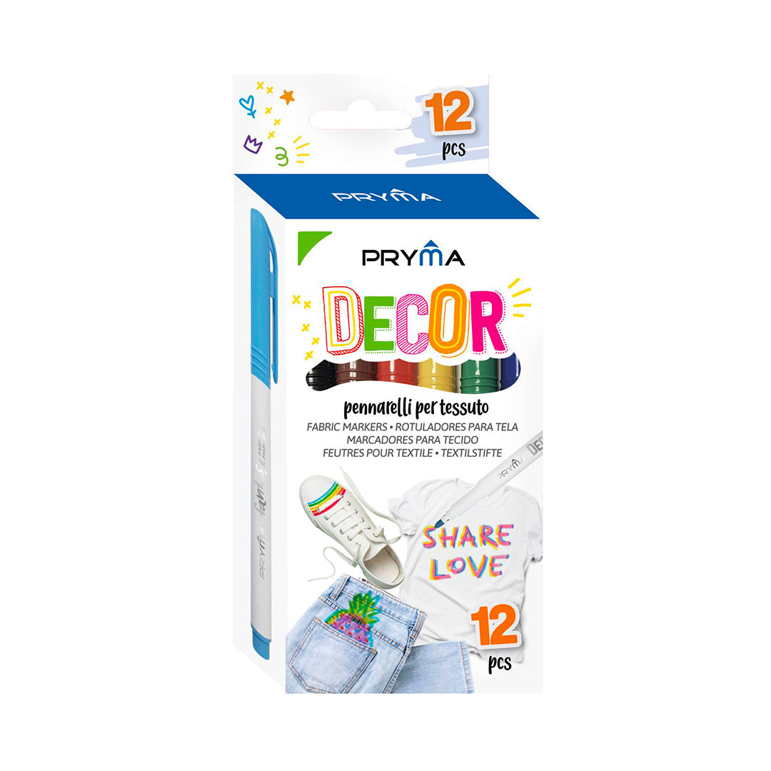 "Decor" Pennarelli Colorati Per Tessuti | 12 Colori