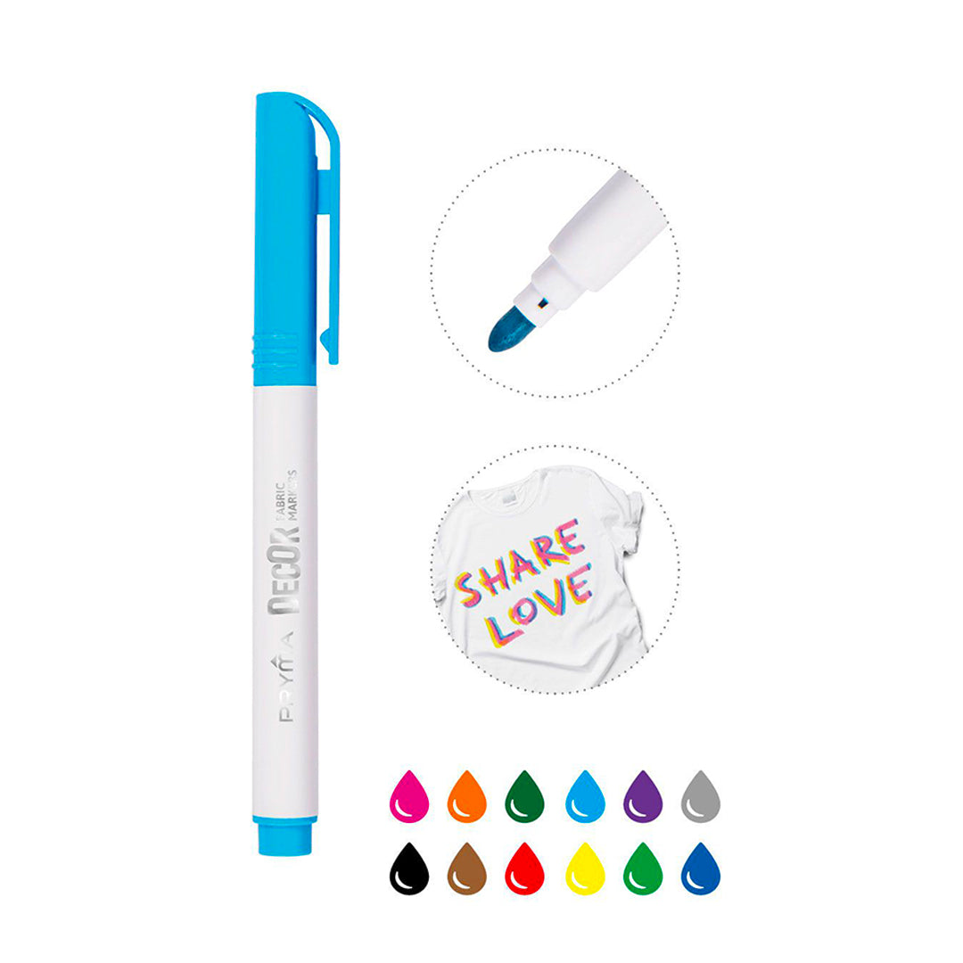 "Decor" Pennarelli Colorati Per Tessuti | 12 Colori