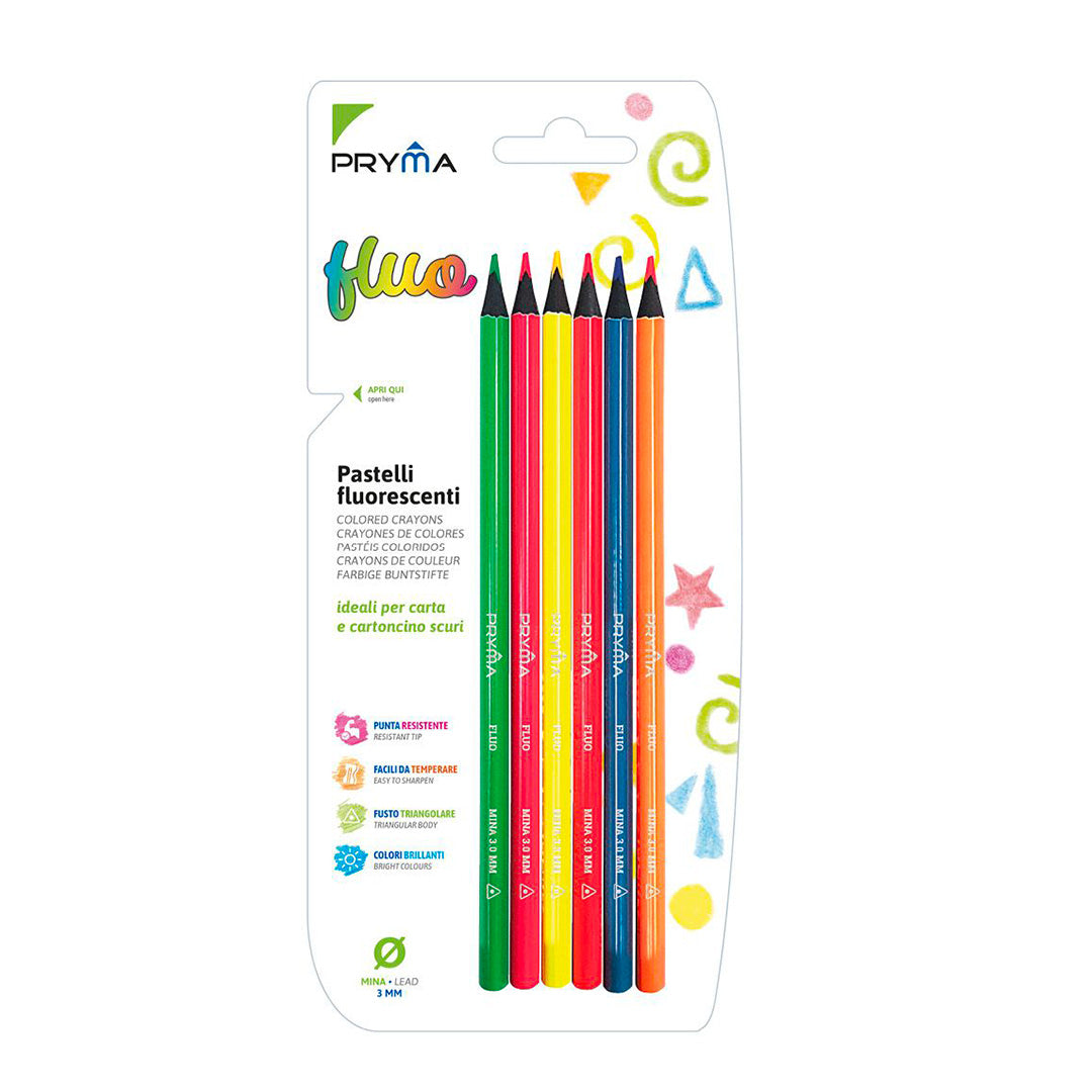 Pastelli Fluorescenti Triangolari | Ø 3Mm - 6 Colori