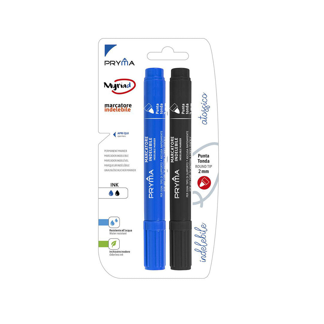 Marcatore Indelebile Punta Tonda | Nero, Blu - 2 Mm