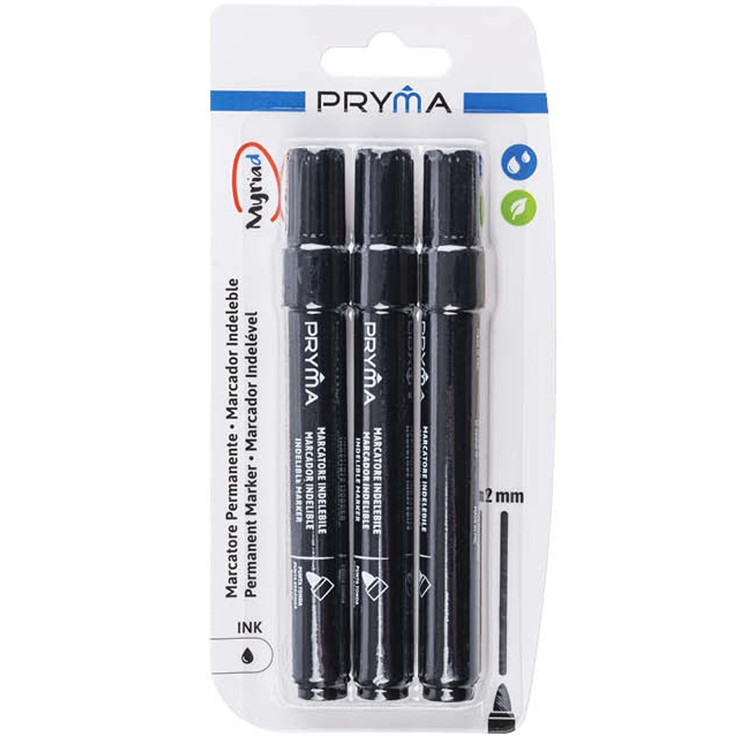 Marcatore Indelebile a Punta Tonda - Nero - 2 mm - Ideale per Scrivere, Disegnare e Creare su Carta, Plastica, Vetro e Metallo - Resistente all’Acqua, Precisione e Durata