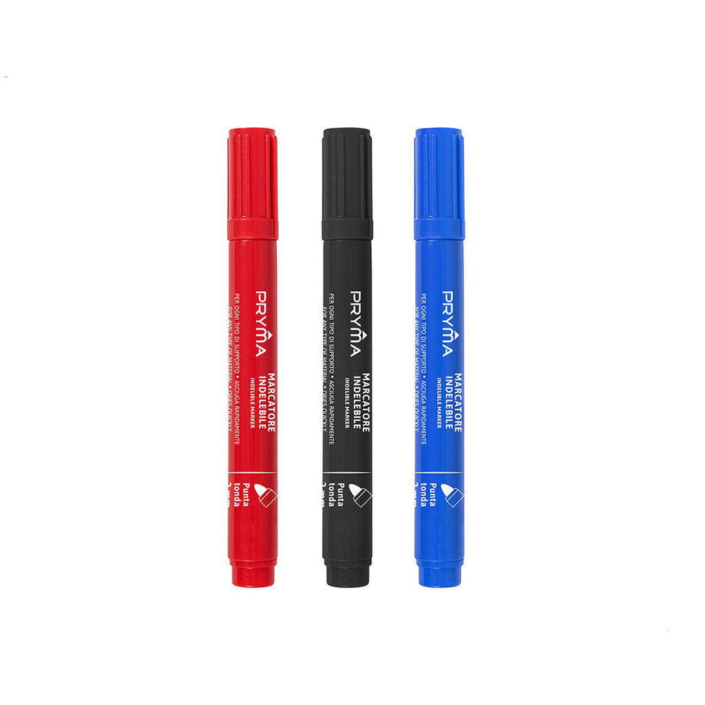 Marcatore Indelebile Punta Tonda | Nero, Blu, Rosso - 2 Mm
