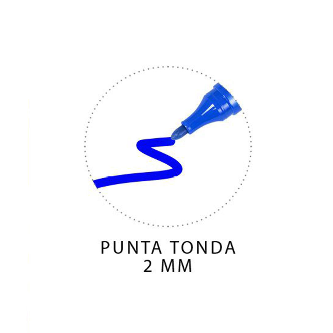Marcatore Indelebile Punta Tonda | Nero, Blu, Rosso - 2 Mm