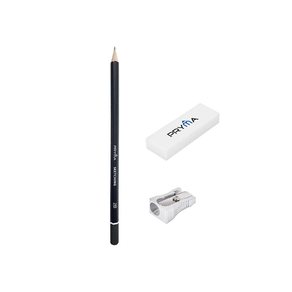 Matite Sketching | B - 2B - 4B - 6B - 2H - Hb (Con Gomma E Temperino)