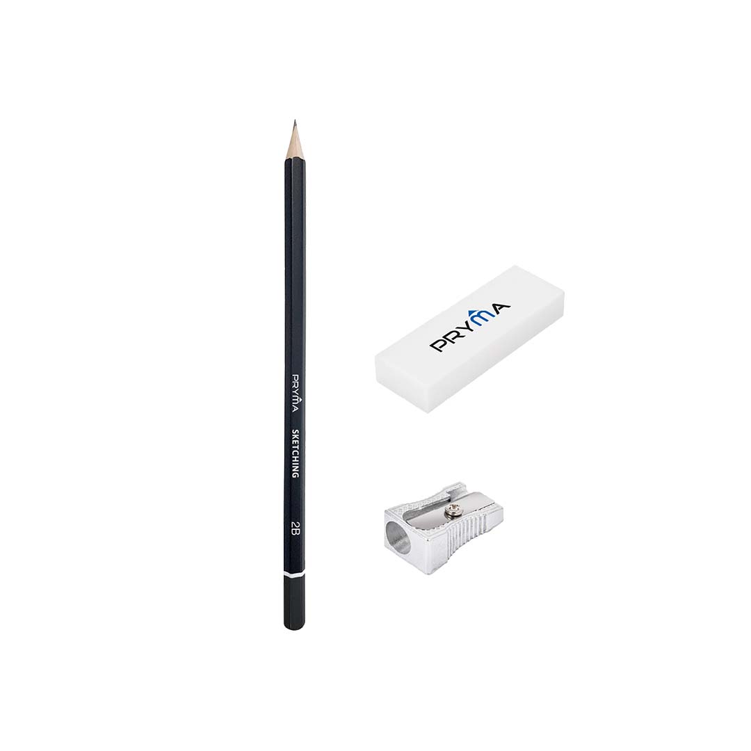 Matite Sketching | B - 2B - 4B - 6B - 2H - Hb (Con Gomma E Temperino)