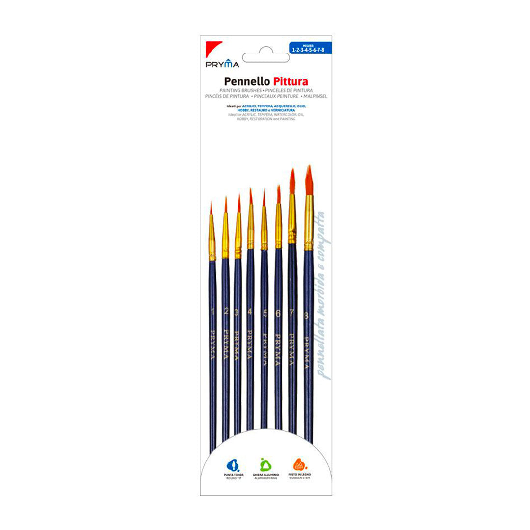 Set Pennelli Da Pittura Punta Tonda | 8 Misure