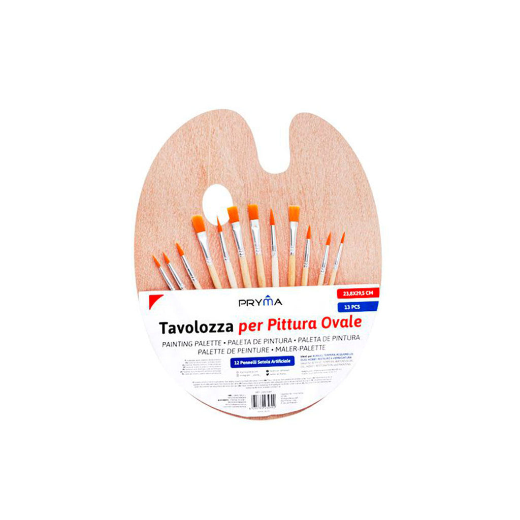 Tavolozza Legno+Pennello Nylon 23.8x29.5 13Pz