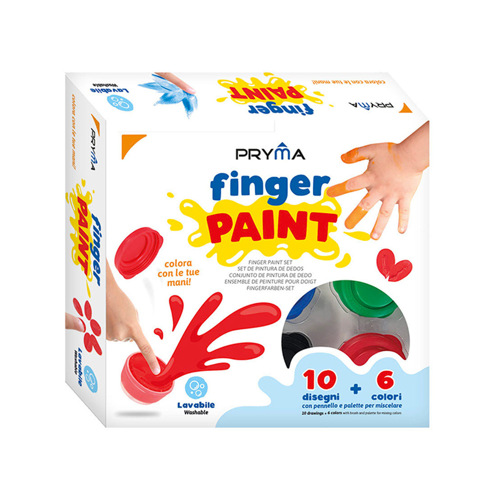 Set Finger Paint - 6 Colori A Dita Con 10 Disegni Pennellino E Mini Palette Per Mescolare