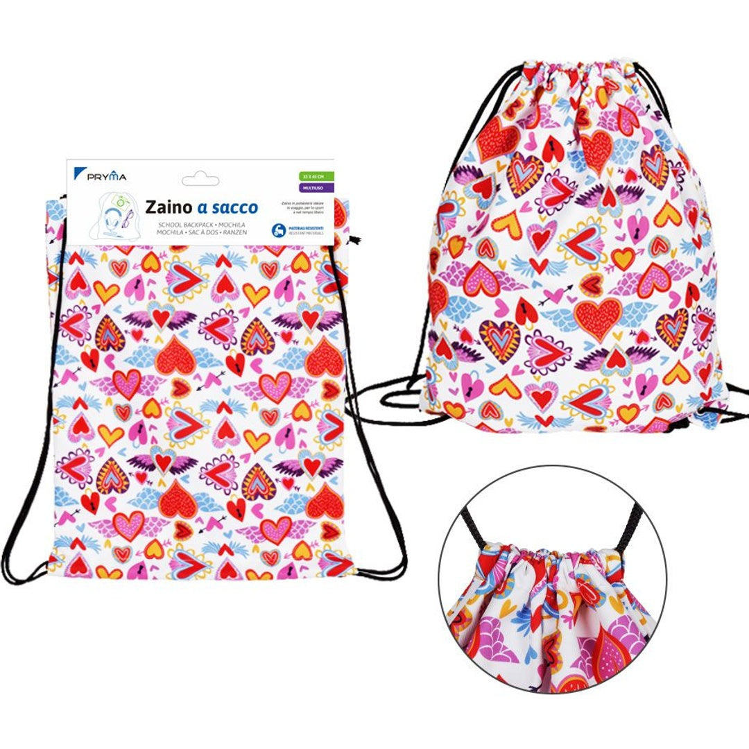 Pryma Zaino a Sacco 33x43 Cm – Sacca Sportiva Leggera con Chiusura a Coulisse, Ideale per Scuola, Sport, Palestra e Tempo Libero