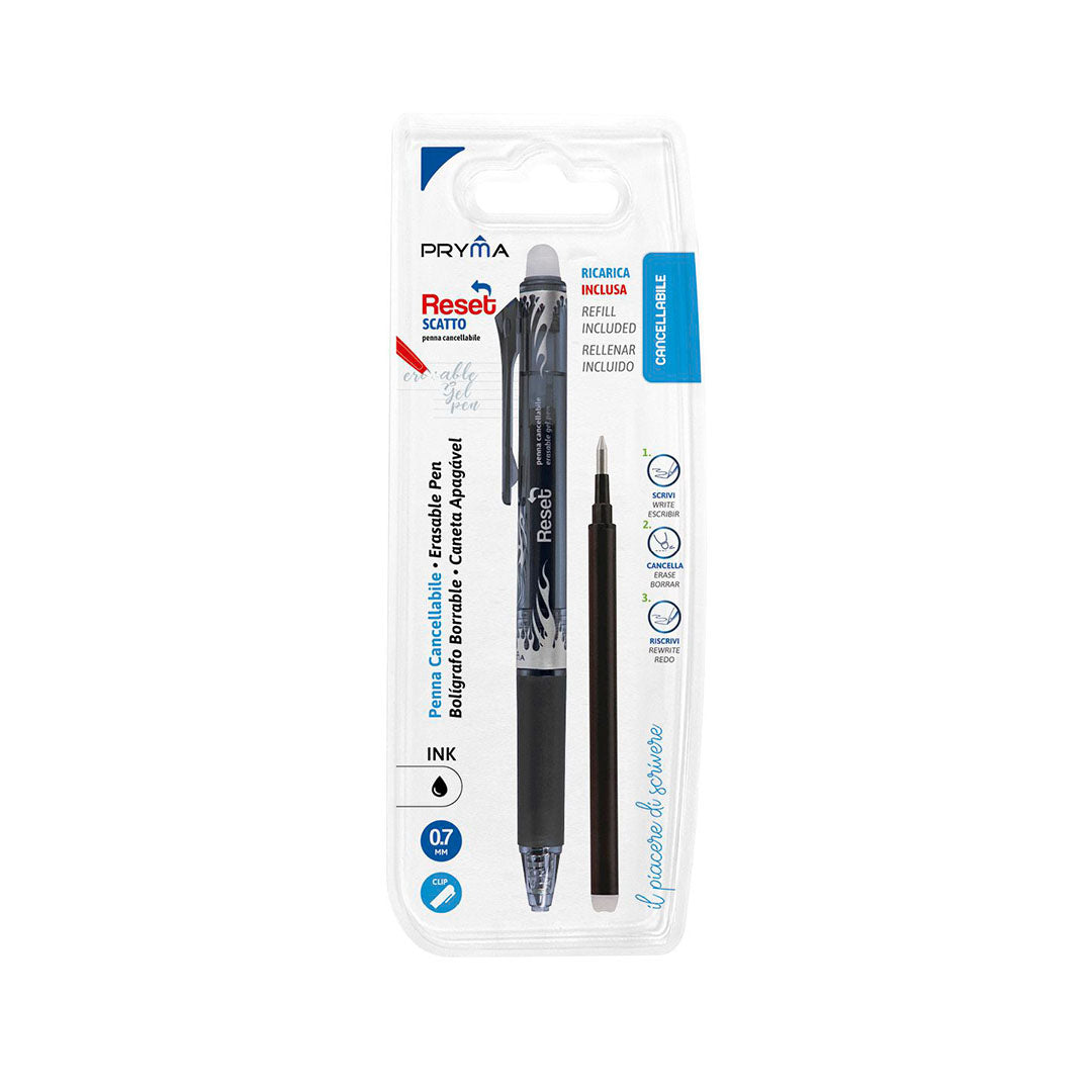 Penna Cancellabile a Scatto 0.7mm + Ricarica Nera – Scrittura Fluida e Precisa, Inchiostro Gel Termosensibile, Cancellabile Senza Macchie – Ideale per Scuola, Ufficio e Casa