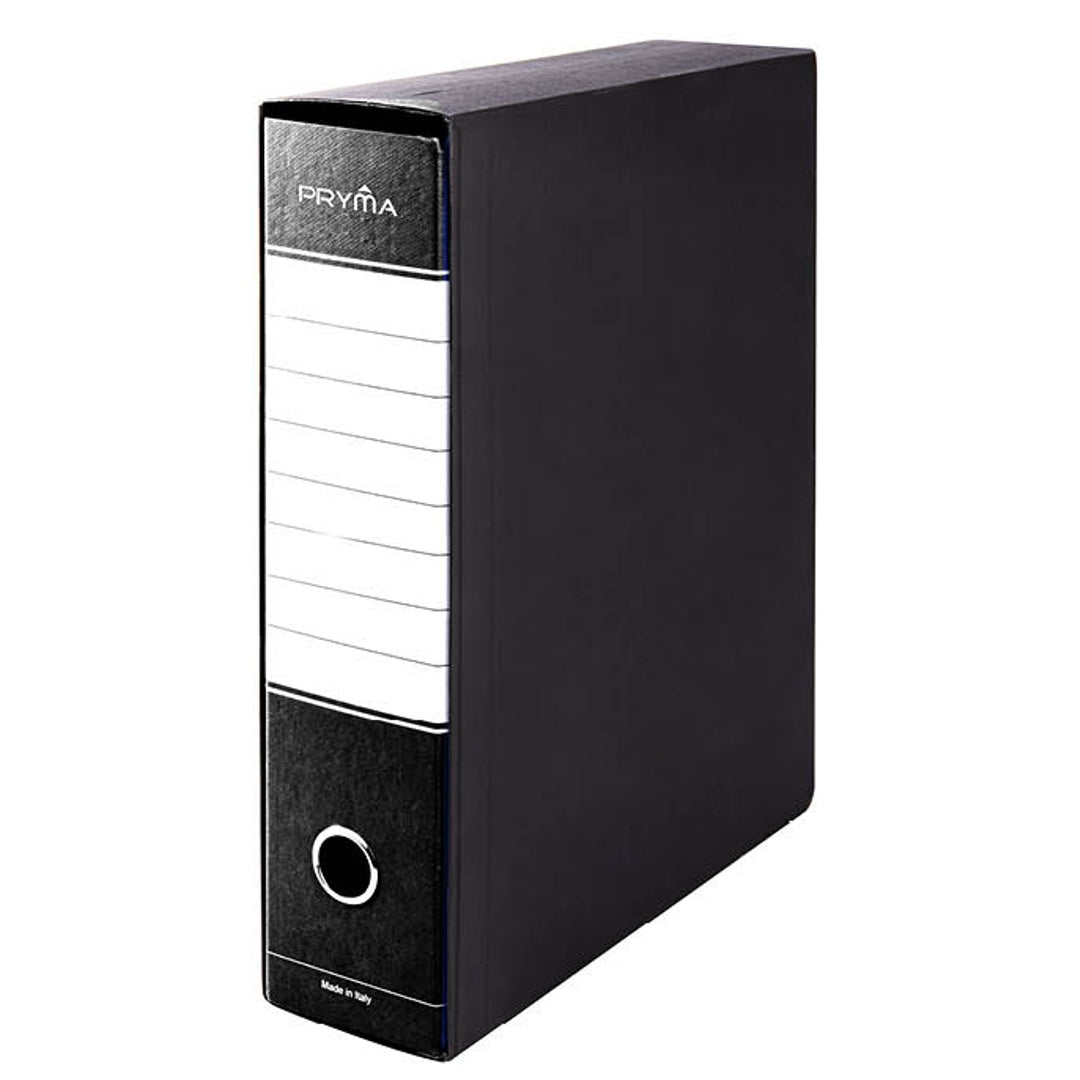 Pryma Registratore Raccoglitore Ufficio con Leva - Raccoglitore Protocolli A4 Robusto per Documenti (Nero, D8)