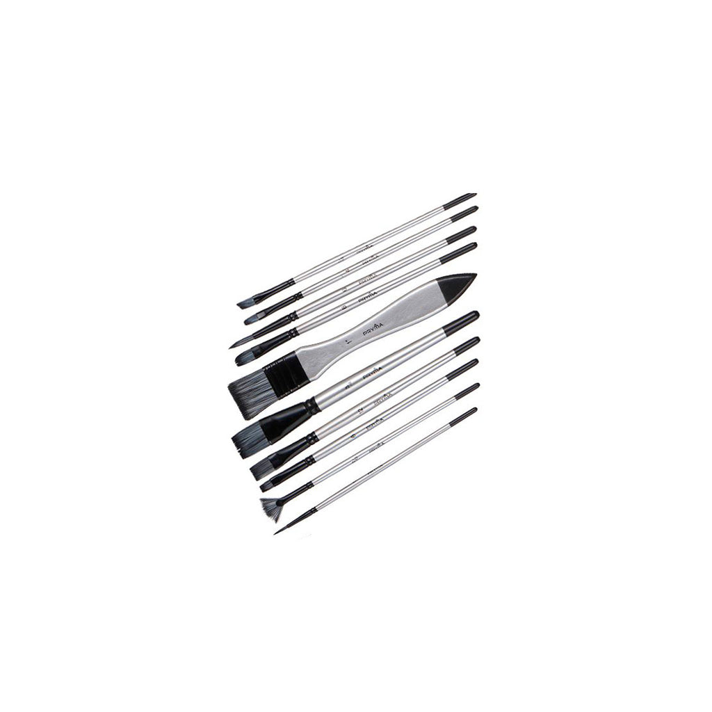 Pryma Set Pennelli Pittura Acrilico, Acquerello, Olio e Tempera 10Pz