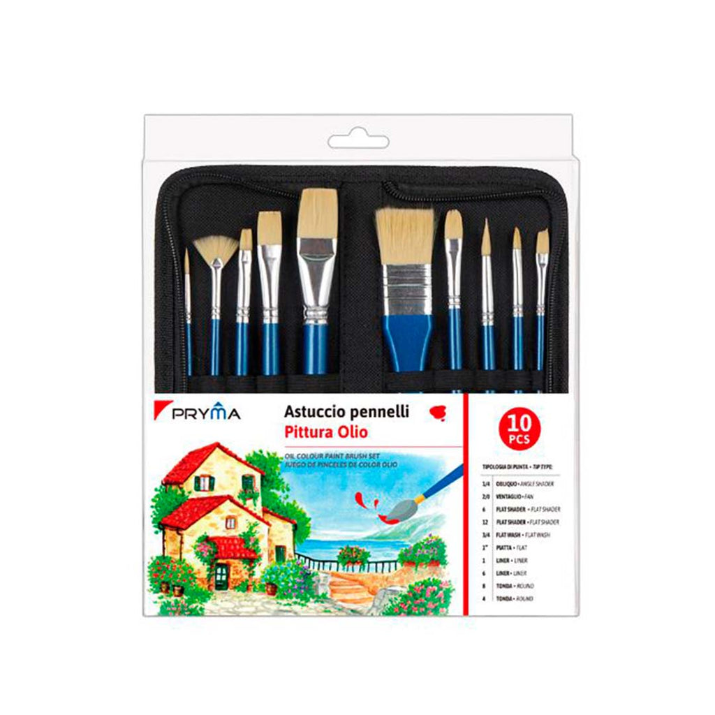 Set Pennelli Pittura Olio 10Pz