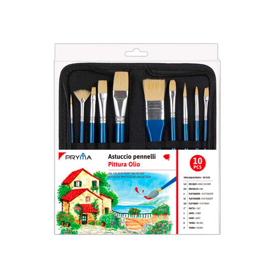 Set Pennelli Pittura Olio 10Pz