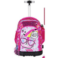 Pryma Zaino Trolley Scuola Elementare Bambina 48x33x23 Cm - Capiente 36L con Borraccia Omaggio, Design Gatto, Zaino con Ruote