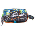 Pryma Astuccio Capiente 3 Scomparti, per Scuola Elementare e Media, 21 X 10.5 X 7 Cm, 3 Zip, Coperchio con Velcro con Etichetta Scrivibile (Game Bimbo)