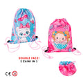 Pryma Zaino Sacco Double Face, 25 X 35 Cm, Scuola Dell'Infanzia e Asilo, Sacca Portatutto, (Gatto e Ballerina)