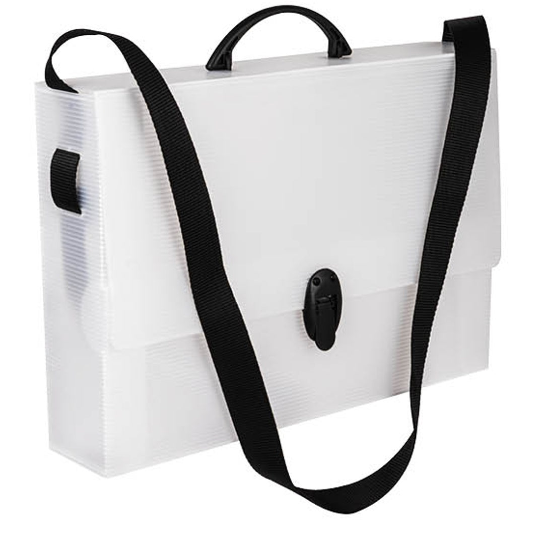 Pryma Valigetta Porta Documenti in Polipropilene con Manico e Tracolla 1 Chiusure a Clip, Leggera e Resistente (27x38x8 Cm)