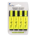 Pryma Evidenziatore Giallo 1–4 Mm – Confezione da 4 Pezzi – Punta a Scalpello e Tappo con Clip – Inchiostro Fluorescente per Scuola e Ufficio