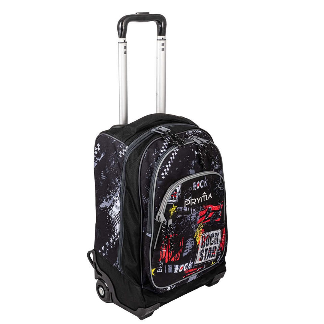 Pryma Zaino Trolley per Scuola Linea Rock 50x32x22 Cm - Zaino con Ruote Resistente