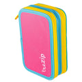 Pryma Astuccio 3 Zip 20x13x7 Cm - Astuccio Scolastico Multifunzionale con 3 Scomparti (Rosa)