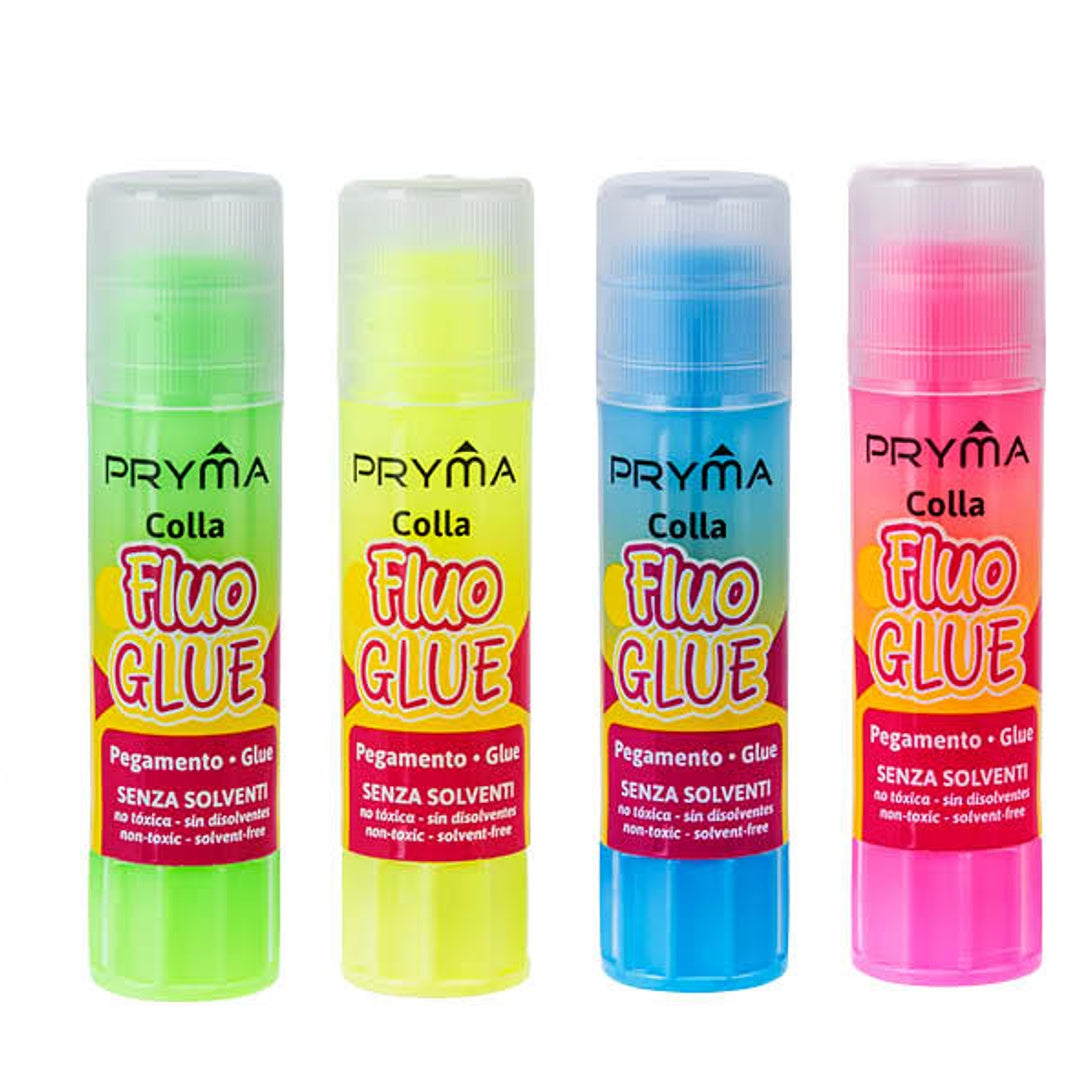 Pryma Colla Stick Fluo 8 g – Confezione da 24 Pezzi – Colori Brillanti – Adesivo Solido per Scuola, Ufficio e Lavoretti Creativi – Facile da Usare e Senza Solventi