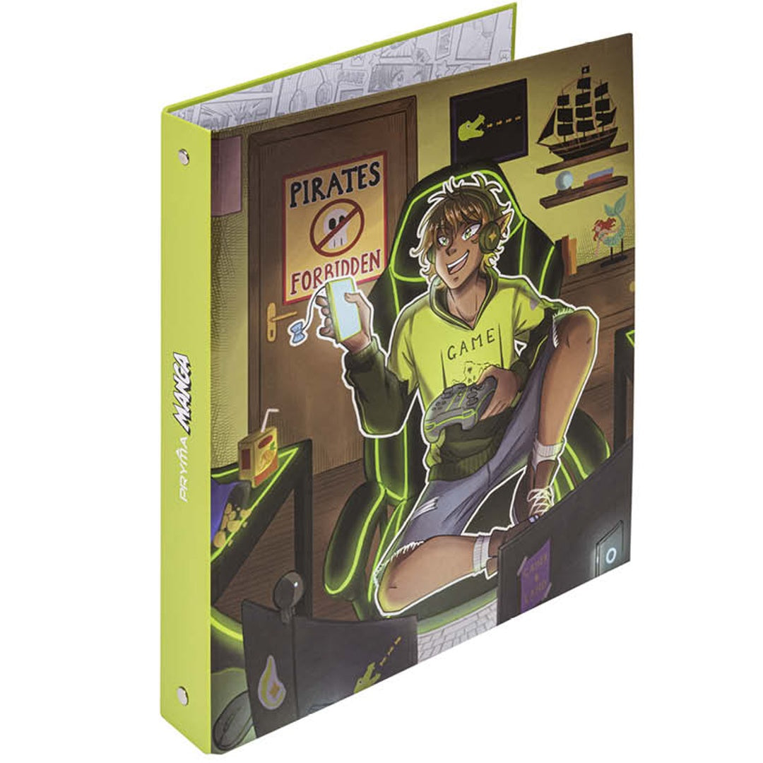 Pryma Raccoglitore 4 Anelli – Quaderno ad Anelli Formato A4 – Copertina Rigida Decorata – Organizer per Scuola, Ufficio e Archivio Documenti (Linea Manga Ragazzi 1)