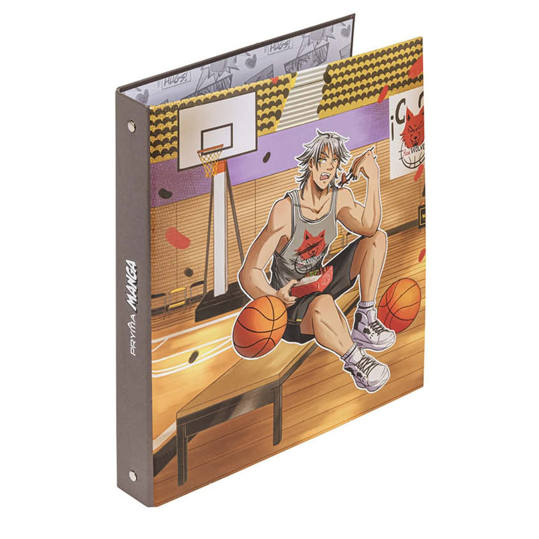 Pryma Raccoglitore 4 Anelli – Quaderno ad Anelli Formato A4 – Copertina Rigida Decorata – Organizer per Scuola, Ufficio e Archivio Documenti (Linea Manga Ragazzi 2)