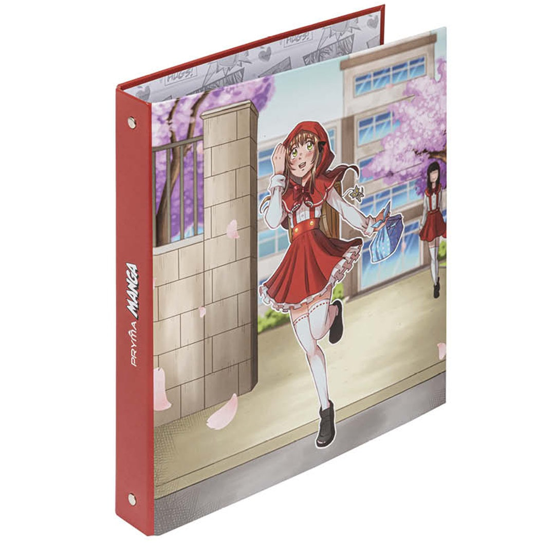 Pryma Raccoglitore 4 Anelli – Quaderno ad Anelli Formato A4 – Copertina Rigida Decorata – Organizer per Scuola, Ufficio e Archivio Documenti (Linea Manga Ragazze 1)