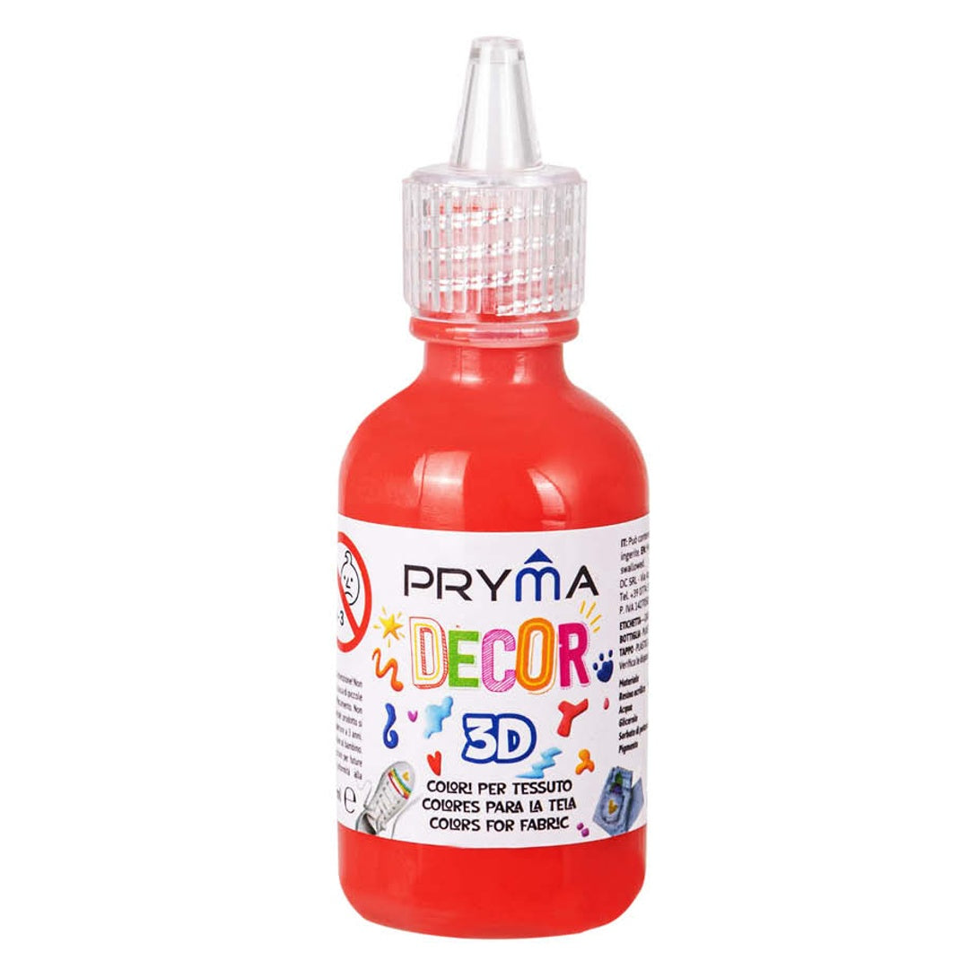 Pryma Colore Tessuto 30ml 6pz – Vernice 3D per Stoffa Paintex, Permanente e Lavabile, Ideale per DIY, Personalizzazione Abbigliamento, Scarpe e Accessori, Rosso