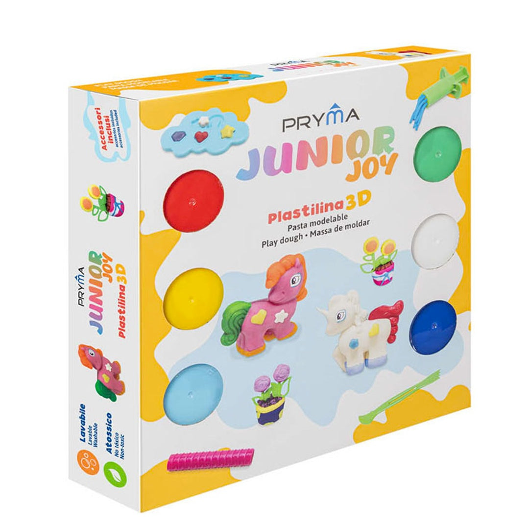 Pryma Plastilina Bambini 6 Colori 28 G + 14 Accessori Unicorno – Pasta Modellabile Morbida, Atossica e Lavabile