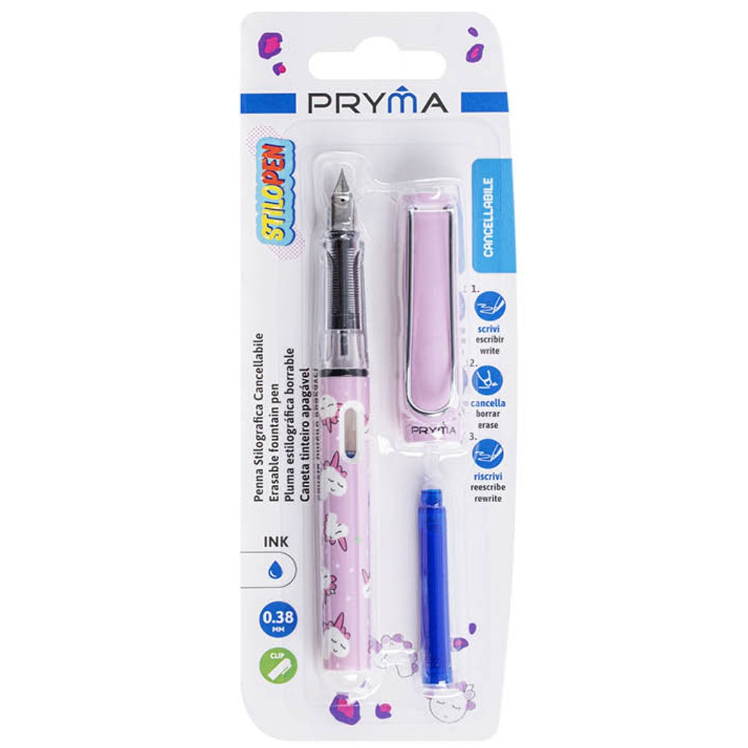Pryma Penna Cancellabile Stilo Blu – Punta EF 3,4 mm – Lunghezza 14,5 cm – Inchiostro Cancellabile – Corpo in ABS e Acciaio – Ideale per Scuola e Ufficio (Rosa)