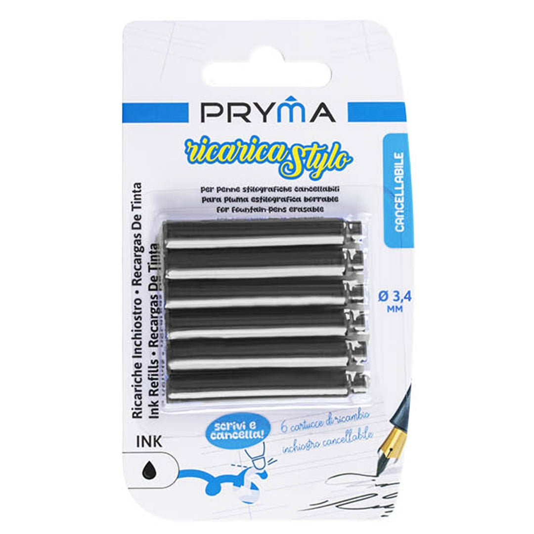 Pryma Ricarica per Penna Stilo Cancellabile – Set da 12 Pezzi – Inchiostro Nero – Refill per Penne Cancellabili – Scrittura Fluida e Precisa per Scuola e Ufficio