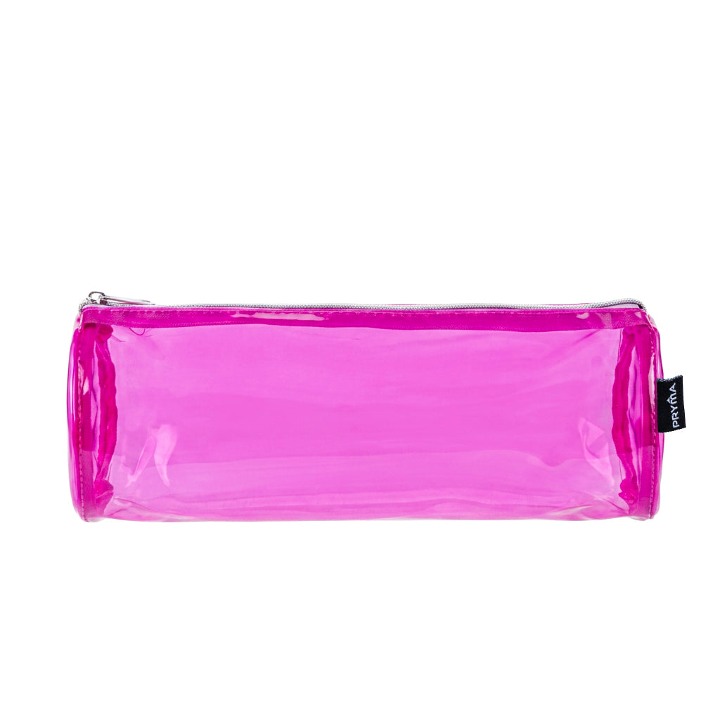 PRYMA Astuccio in PVC Trasparente, 21x8cm Rosa – Portapenne Impermeabile e Resistente con Cerniera, Organizer Minimalist