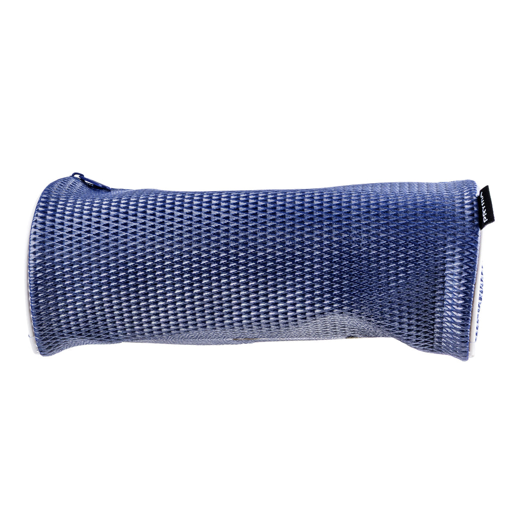 PRYMA Astuccio Cilindrico in Tessuto Mesh Blu, 22x8cm – Portapenne a Tombolo con Cerniera, Organizer Traspirante e Capie