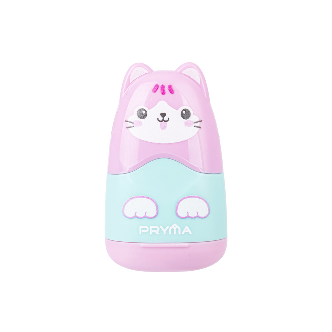 PRYMA Gomma e Temperino 1 Foro Kawaii Rosa (Gattino) – Set 2-in-1 Doppia Funzione, Gomma per Cancellare con Temperamatit