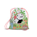 PRYMA Zaino a Sacco Kawaii Verde e Bianco (Panda), 25 x 35 cm – Sacchetta Coulisse Portascarpe e Cambio per Asilo, Scuol