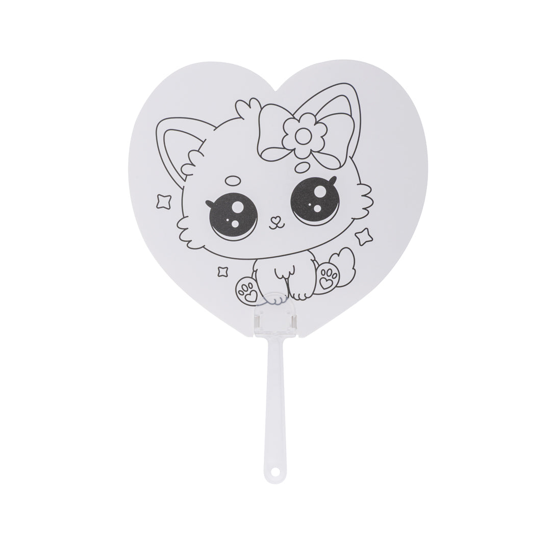 Junior Joy Set 2 Ventagli da Colorare per Bambini, Altezza 17 cm – Forma Cuore Coniglietto