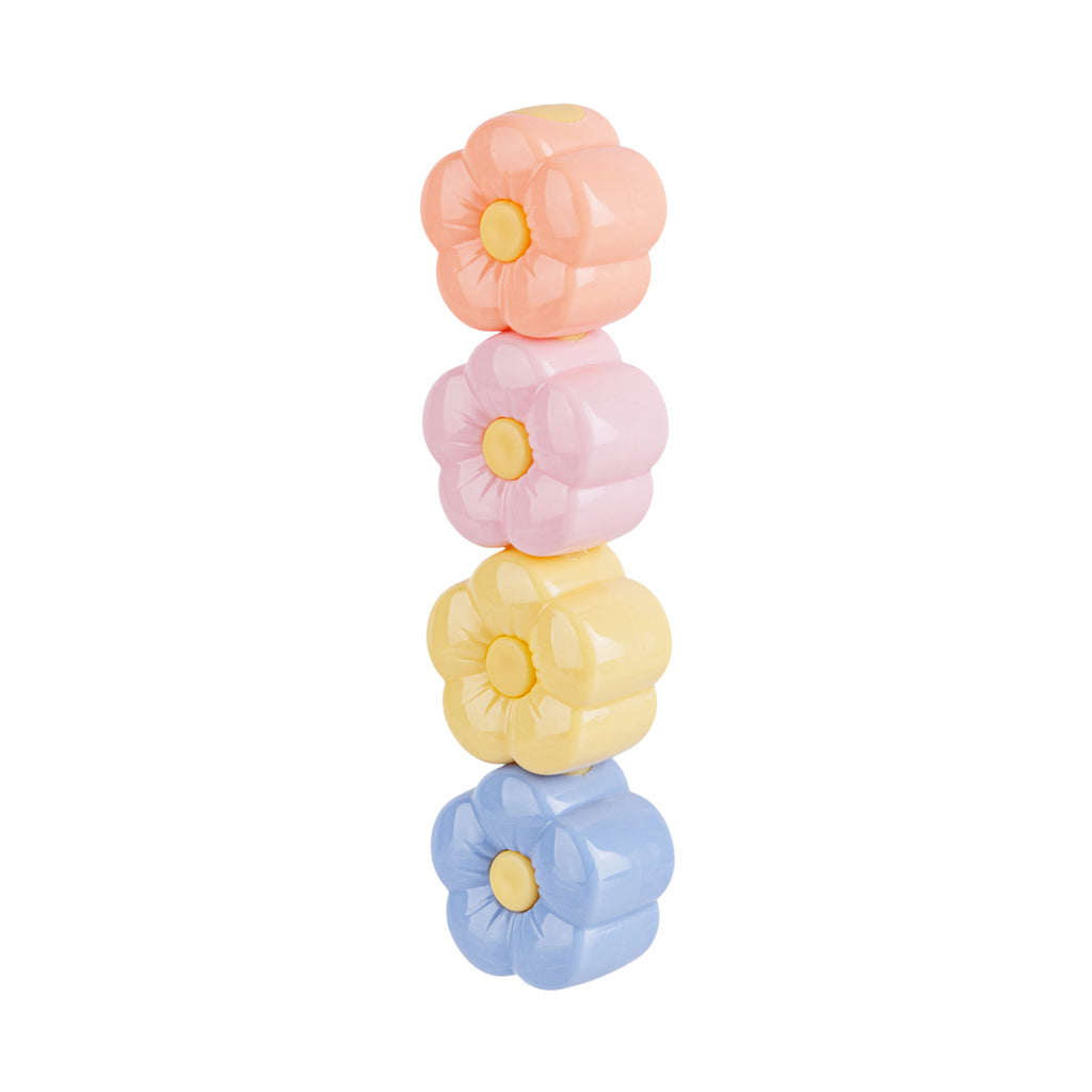 Glow Pop Set Evidenziatori per Bambini a Forma di Fiore Componibili, 4 Colori Pastello e Neon Impilabili